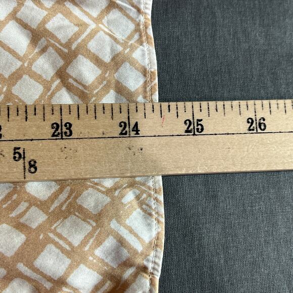 Lafayette 148 Shirt Womens 4 Beige Tan Geometric‎ Button Up Long Sleeves Casual - Picture 7 of 8